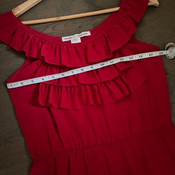 Amanda Uprichard Cocktail Party Red Ruffle Silk Sleeveless Dress, Size P/XS - Picture 6 of 8